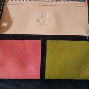 Kate Spade Vintage Tri-Color Leather Clutch - Pink, Green, Tan